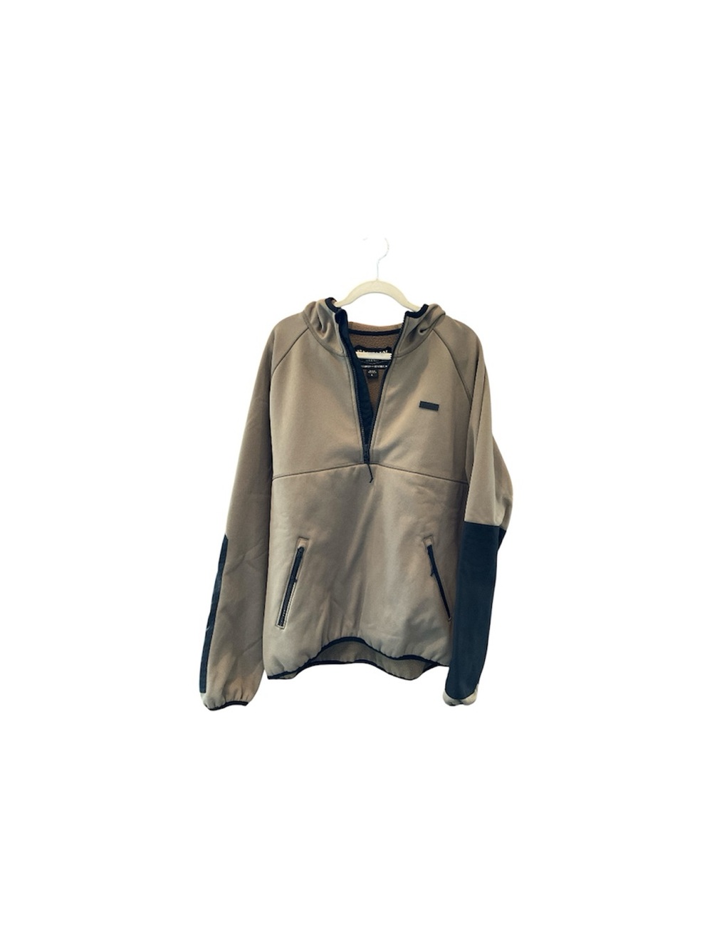 Filson Hooded Pullover Jacket in Taupe and Black Accents